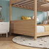 Gulches Twin Over Twin House Floor Bunk Bed - Fluted Headboards/Footboards, Guardrails, Rubber Wood Ladder, White Oak - 3 of 4
