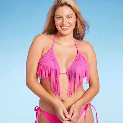 Women's Striped Crochet Bralette Bikini Top - Wild Fable™ Light Pink M :  Target