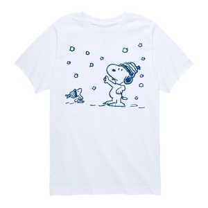 Boys' - Peanuts - Snow Snoopy And Woodstock Short Sleeve Graphic T-Shirt - 1 of 4