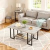 Hooseng 3 PCS Coffee Table Set Rectangle Coffee Table and 2 PCS Round End Tables Metal Frame and Particle Board Tabletop - 3 of 4