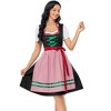 Women's 3-Piece Vintage Dress Costume Black Dress with Red Trim White Square Neck Crop Top Pink Plaid Apron - 2 of 4