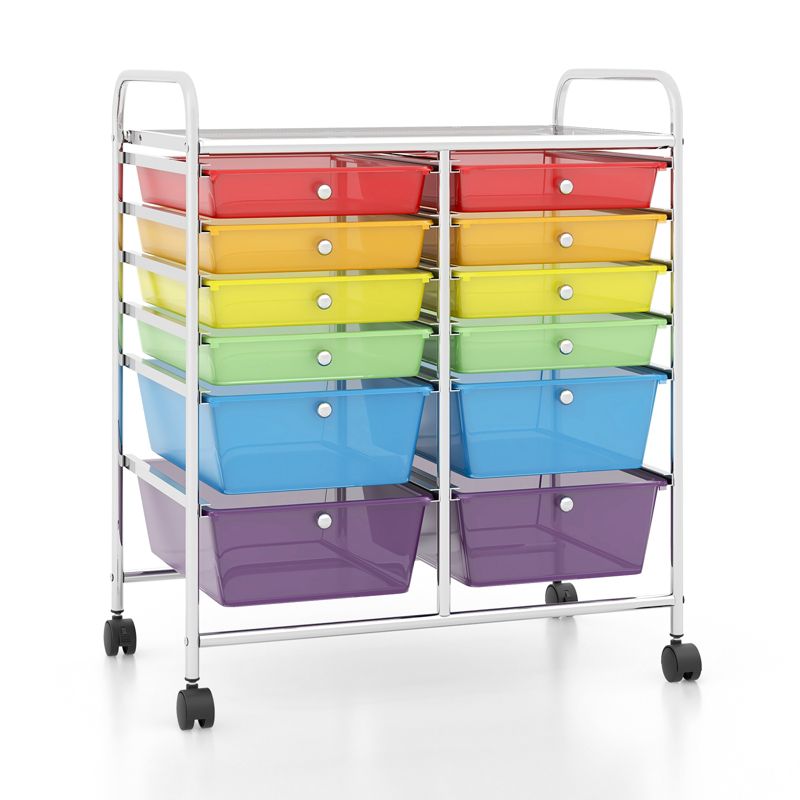 Tangkula 12-Drawers Rolling Storage Cart with Organizer Top, 3 of 10