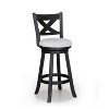 2-piece swivel bar stool set, upholstered seat, nailhead trim, footstool, wooden dining furniture, black - 2 of 4