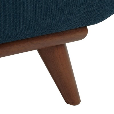 Opal Linen Tufted Accent Chair in Dark Teal with Wooden Legs