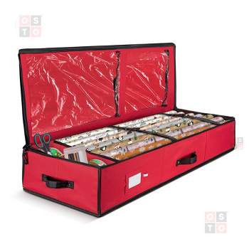 Hearth & Harbor Christmas Wrapping Paper & Holiday Accessories Storage  Container with Extra Flap & Removable Ribbon Box