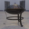 Merrick Lane Fire Pit Outdoor Wood Burning Round Iron 22" Fire Pit For Patio, Backyard, Camping, Picnics With Spark Screen And Poker - 3 of 4