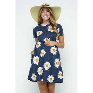 Hello Miz Women's Casual Mini T-Shirt Maternity Dress - 1 of 4