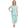 Collections Etc Comfy Floral Print Lace Detailed 2-Piece Capri Pajama Set - 3 of 4