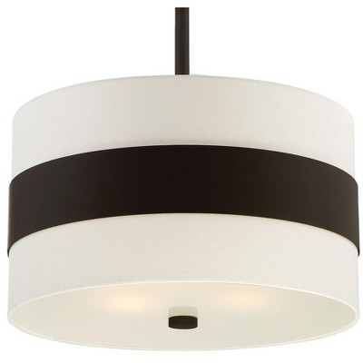 Mini Elegance Dark Bronze Crystal 3-Light Chandelier with Cream Silk Shade