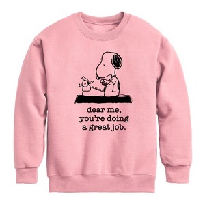 Boys' - Peanuts - Dear Me Doing Great Job Graphic Long Sleeve Fleece Sweatshirt - 1 of 4