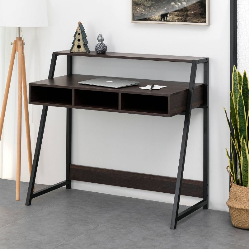 39&#34; Rectangular 3 Drawer Writing Desk with Solid Wood Material Espresso - Office Essentials, 2 of 10