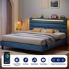 GREENSTELL Twin Bed Frame with Upholstered Headboard  and Charging Station & LED Lights Wood - 2 of 4