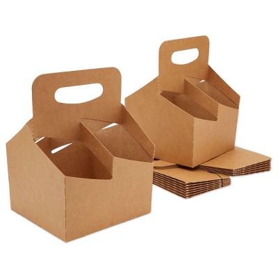 Stockroom Plus 15 Pack Kraft Drink Carrier & Holder for Delivery with Handle, Holds up to Four 20 oz Cups