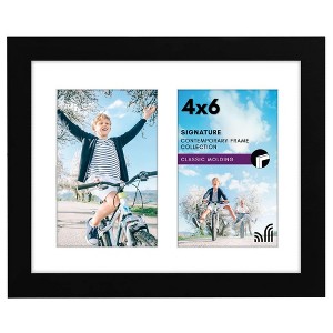Americanflat 4x6 Double Picture Frame in Black - Composite Wood with Shatter Resistant Glass - Horizontal and Vertical Formats for Wall and Tabletop - 1 of 4