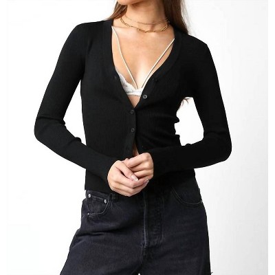 Women's Ribbed Cardigan - OLIVACEOUS