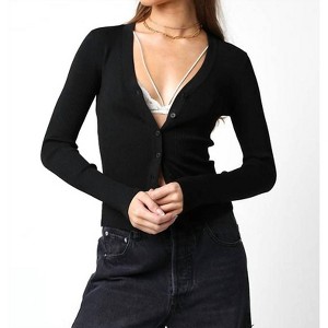 Women's Ribbed Cardigan - OLIVACEOUS - 1 of 4