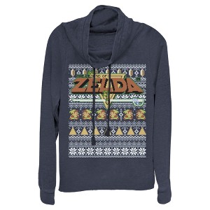Juniors Womens Nintendo Ugly Christmas Legend of Zelda Cowl Neck Sweatshirt - 1 of 3