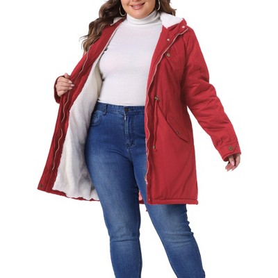 Agnes Orinda Women's Plus Size Drawstring Waist Long Sleeve Warm Barn Jackets with Hooded