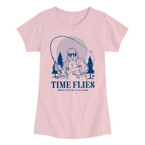 Girls' - Instant Message - Time Flies Sasquatch Fitted Short Sleeve Graphic T-Shirt - 1 of 4