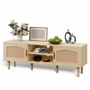 ChicFurnit Decorative Storage Cabinet Rattan TV Stand with Ample Storage for Living Room or Bedroom, 53.9"*13.8"*18.9" - 1 of 4