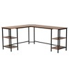 Baxton Studio Lydia Modern Walnut Brown Finished Wood and Black Metal L-Shaped Corner Desk with Shelves - 2 of 4