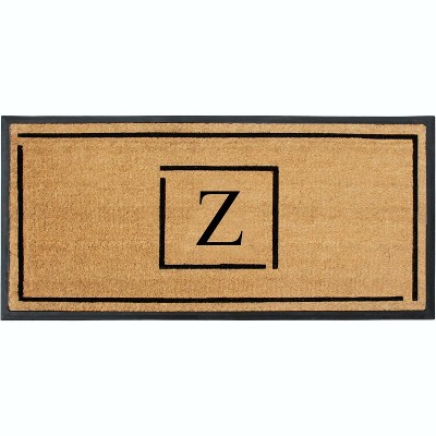 A1HC Natural Coir Monogrammed Doormat, Anti-Shed Treated Durable Front Door Mat for Outdoor Entrance, Easy to Clean Entrymat 24"x48"