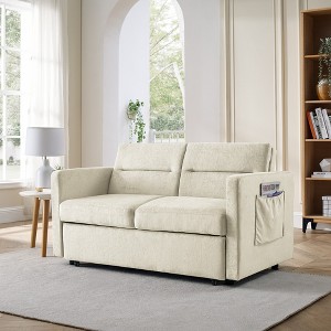 VYNXARIA Loveseats Sofa Bed with Pull-out Bed,Adjsutable Back and Two Arm Pocket, - 1 of 4