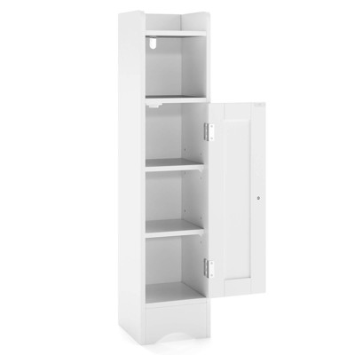 Costway Bathroom Storage Cabinet with Door Toilet Paper Holder Stand for Small Spaces Black/Gray/White