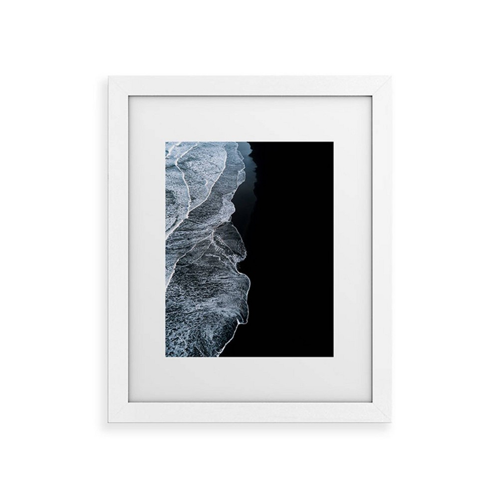 Photos - Wallpaper Deny Designs 8"x10" Michael Schauer Waves on a Black Sand Beach White Fram