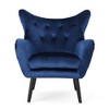 Modern Velvet Curved Wingback Chair, Upholstered Accent Chair, Button-Tufted Arm Chair with Oak Frame and Black Legs -Christopher Knight Home - 4 of 4