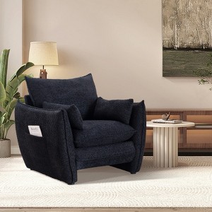 Aukfa Accent Chairs, Oversized Armchair with Side Pockets, Mid Century Modern Reading Chair, Ergonomic Comfy Sofa Chair for Office, Apartment - 1 of 4