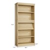 71" Farmhouse Bookcase w/ Double Fluted Design, 5 Tier Tall Bookshelf with Wooden Base, Rustic Vintage Wooden Bookshelf for Office Library - 3 of 4