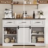 47.2" Farmhouse Buffet Cabinet, Sideboard Cabinet with 6 Drawers, White Coffee Bar with Sliding Barn Doors for Dinning Room, Kitchen, Living Room - 4 of 4