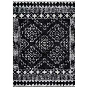 World Rug Gallery Geometric Shag Rug – Ideal for Living Room, Bedroom, or Entryway – White – Medium Pile, Easy to Clean - 1 of 4