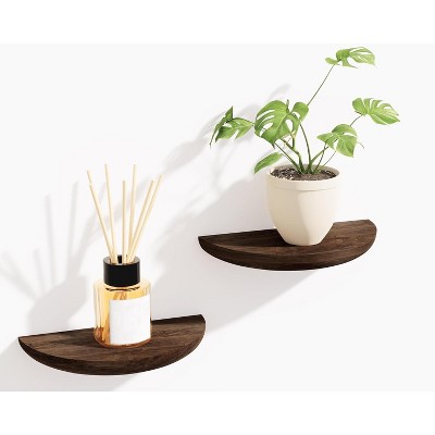 Attop Solid Wood Half Round Floating Wall Shelves | Elegant Floating Shelves, Elevate Your Space