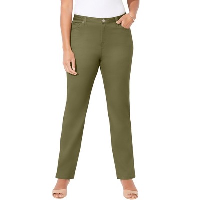 Catherines Women's Plus Size Petite Sateen Stretch Pant