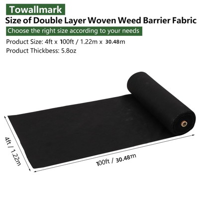 Black Double Layer 4 x 100FT Woven Landscape Fabric