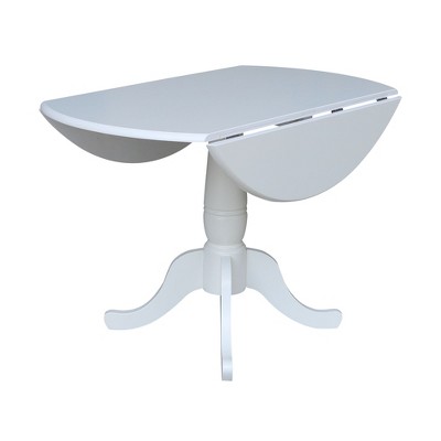 White Round Extendable Solid Wood Dining Table