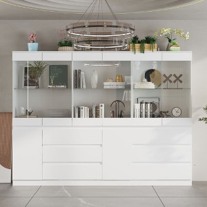 Famapy Modular Kitchen Pantry Cabinet with Light & Glass Doors - 1 of 4