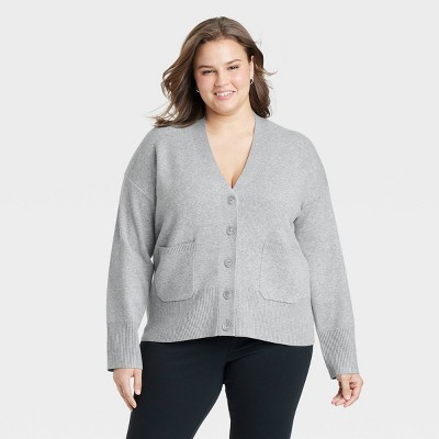 Women s Cozy Knit Everyday Cardigan A New Day Gray Xxl Target