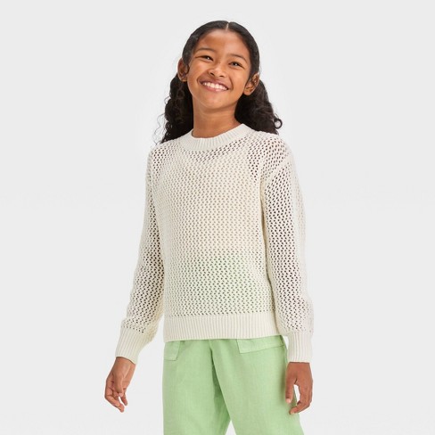 Girls cream shop sweater