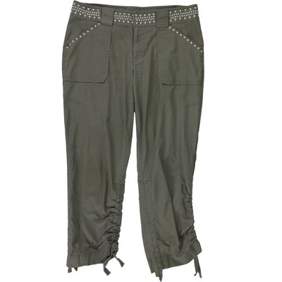 I.N.C International Concepts Womens Studded Casual Cargo Pants, Green, 8