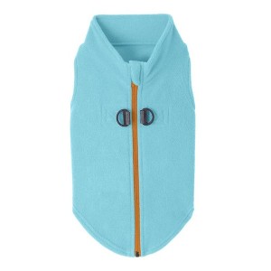 Gooby Zip Up Fleece Dog Sweater Turquoise, Large - 1 of 2