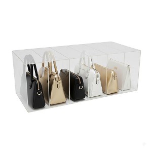 OnDisplay Deluxe 6-Slot 22" Clear Acrylic Purse Organizer for Closet Shelves | 10" Deep Handbag Storage (10" Deep) - 1 of 4