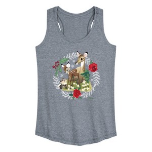 Women's - Disney - Christmas - Family In The Forest Graphic Racerback Tank - 1 of 4