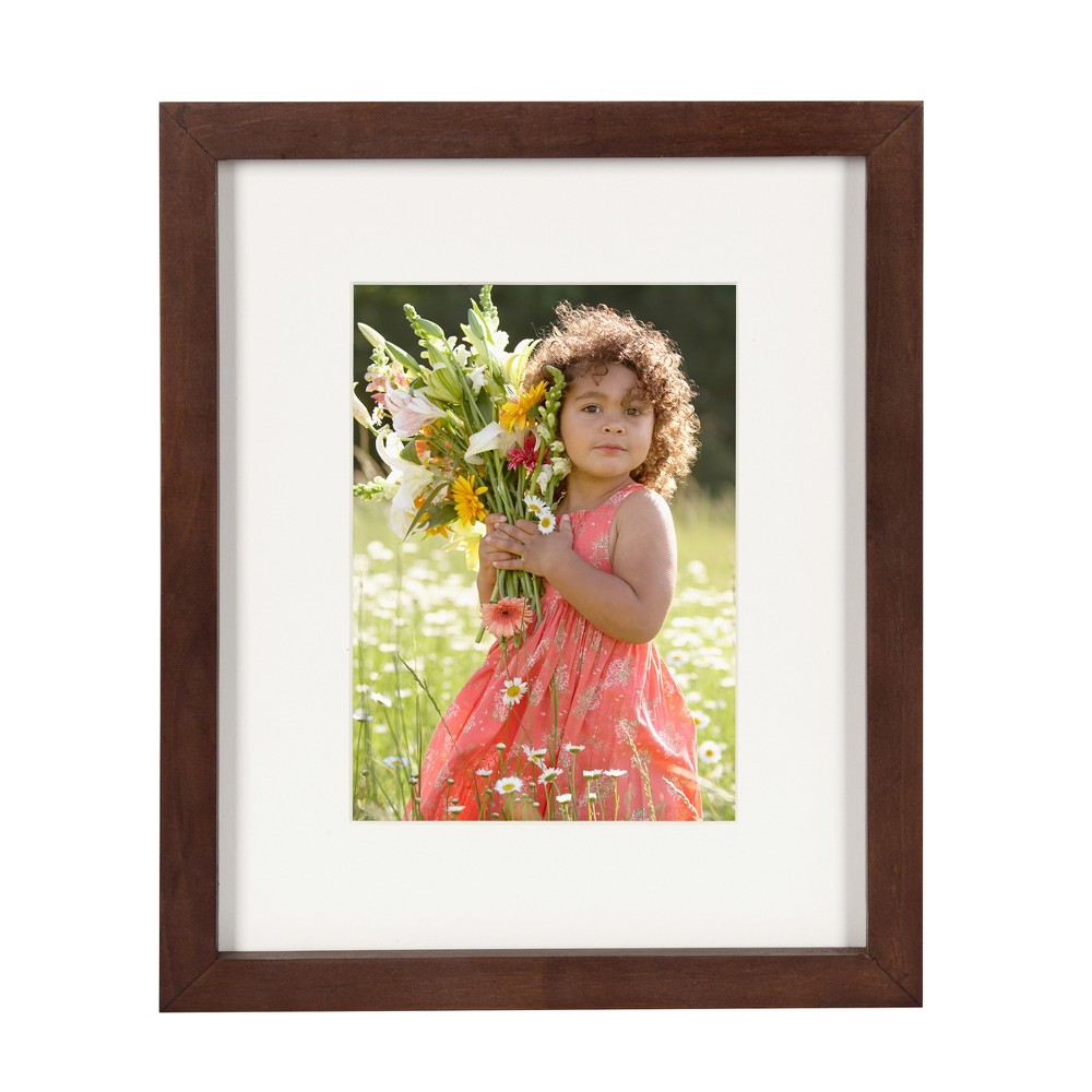 Photos - Photo Frame / Album 8" x 10" Matted to 5" x 7" Gallery Tabletop Frame Walnut Brown - DesignOva