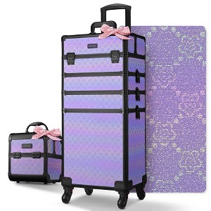 Byootique 4in1 Rolling Makeup Train Case w/ Cube Case Cosmetic Organizer Purple - 1 of 4