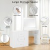 HDZNVF 59 inch Makeup Vanity Desk with Mirror, Dressing Table with 3 Drawers and 2 Cabinets, White - 4 of 4