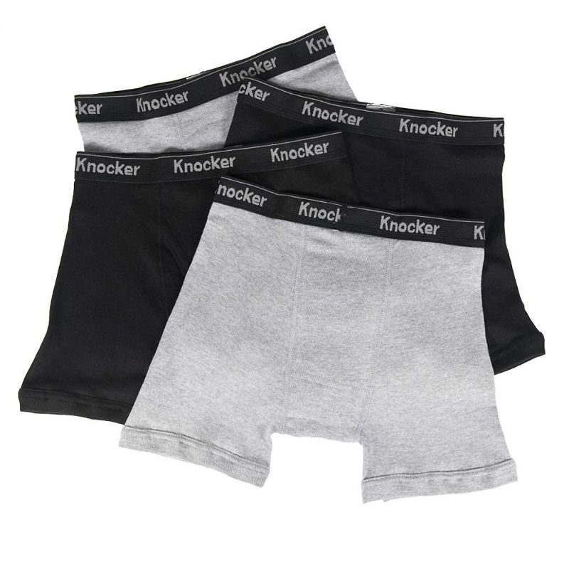 Knocker Men's 100% Plush Waistband Classic Style Cotton Underwears Boxer Briefs - 4 Pack, 1 of 10