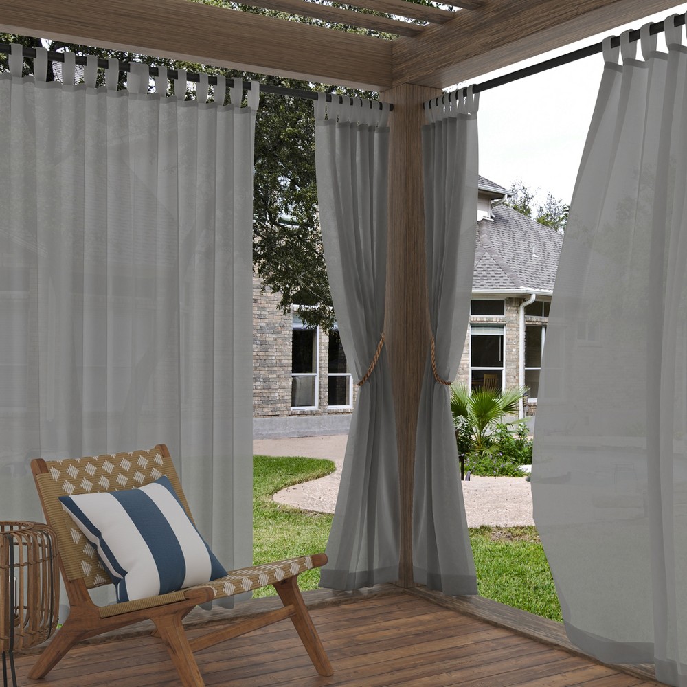 Photos - Curtains & Drapes 50"x108" No. 918 Sheer Amina Open Weave Indoor/Outdoor Tab Top Curtain Pan